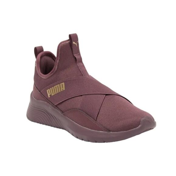 RARE PUMA Purple Radiate Mid Refresh Athletic Sneaker Dusty Plum Gold Size 7.5 - Picture 2 of 5